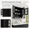 3-Door Wall Mounted Bathroom Cabinet with Towel Bar, Modern Storage Cabinet with Fluted Glass - ModernLuxe - 4 of 4