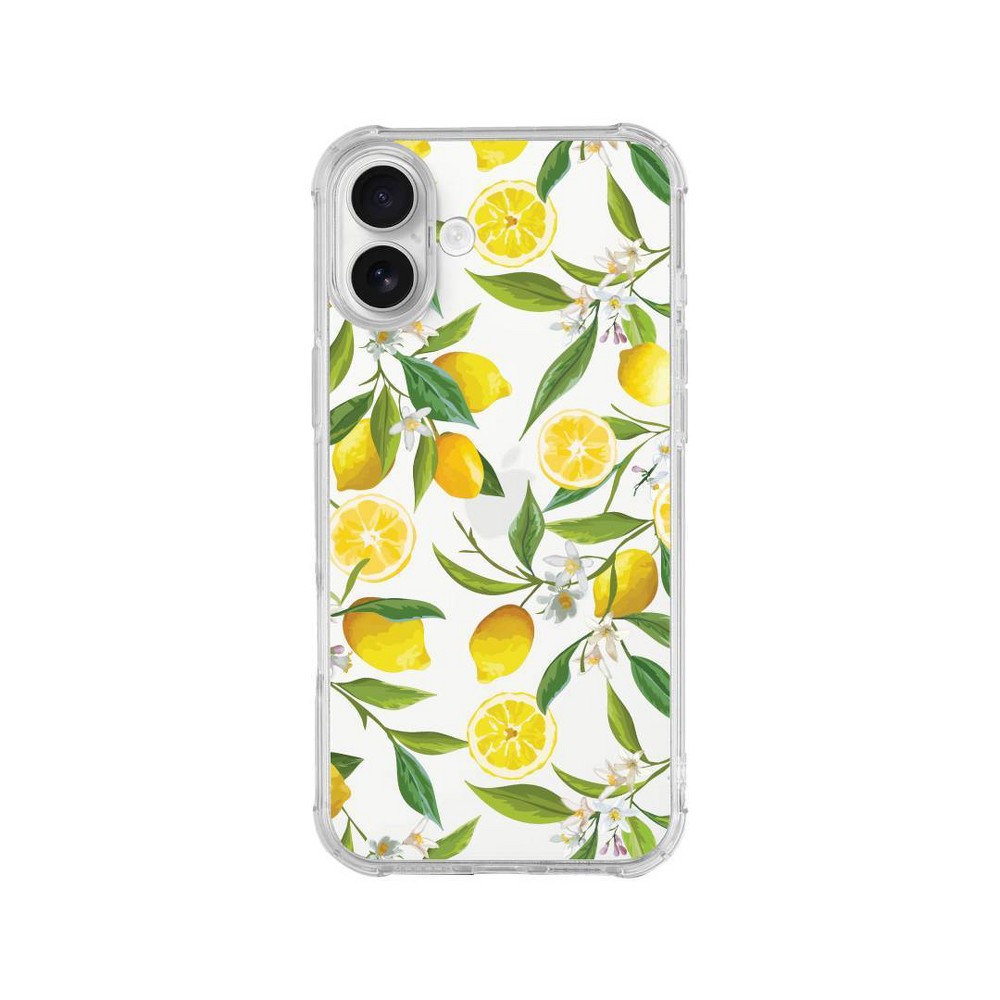 Centon iPhone 16 Plus 'Lemon Love' Printed Case Tough Edge - Clear: TPU Material, Abstract Pattern, Apple Compatibility