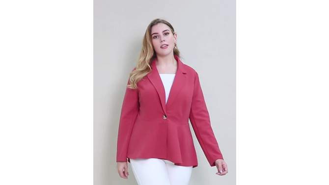 Agnes Orinda Women's Plus Size High-Low Peplum Button Work Formal Elegant Blazers, 2 of 8, play video
