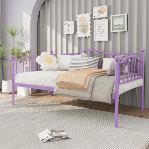 Twin Size Daybed Frame, Metal Platform Sofa Bed with Stylish Headboard, Heavy Duty Steel Slat Support,Space Saving for Living Room/Bedroom/Guest Room - 1 of 4