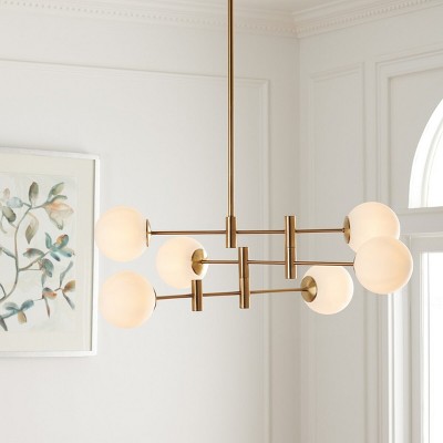 Gideon Antique Gold Frame Chandelier with White Glass Spheres
