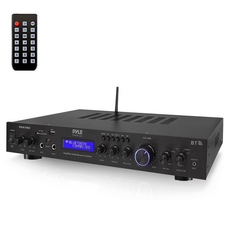 Pyle - 5 Channel Rack Mount Bluetooth Receiver, Home Theater Amp, Speaker Amplifier, Bluetooth Wireless Streaming, 1 of 9