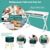 Costway Vanity Table Set Writing Desk Makeup Table w/Round Storage Ottoman Pink/Green - 4 of 4