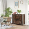 HOMCOM Industrial Farmhouse Buffet Cabinet, Kitchen Sideboard with Sliding Barn Doors, 3 Drawers and Adjustable Shelves for Living Room, Rustic Brown - image 2 of 4