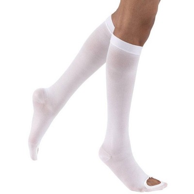 Jobst AntiEm/GP Knee High Stockings Inspection Toe Small Regular White