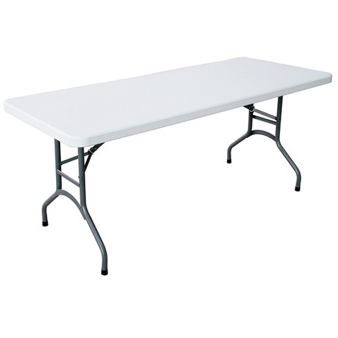 6FT Portable Folding White Trestle Table Heavy Duty Plastic