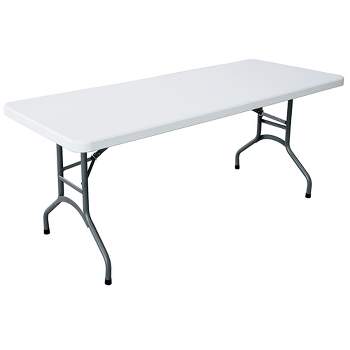 Plastic Development Group 706 Outdoor/Indoor Heavy Duty Dining Group 6 Foot Straight Folding Banquet Table, White