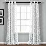 2pk 38"x95" Sheer Avon Trellis Curtain Panels White - Lush Décor
