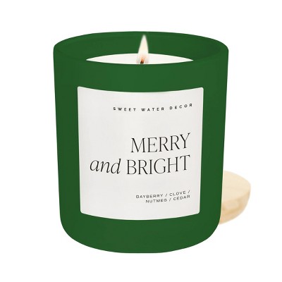 Sweet Water Decor Merry and Bright 15oz Green Matte Jar Soy Candle