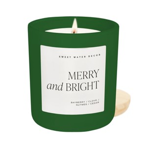 Sweet Water Decor Merry and Bright 15oz Green Matte Jar Soy Candle - 1 of 3
