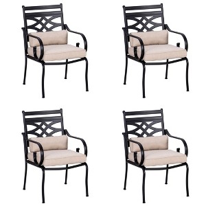 Captiva Designs Outdoor Patio Dining Floral Back Steel Chairs with Thick Seat & Back Cushion - 1 of 4