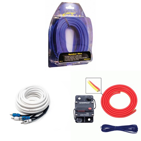 Metra MLAK8-10 50 Amp Breaker 8GA Tinned Pure Copper 10 foot Marine Wiring Kit with 16GA Matte Blue 50ft Tinned Oxygen-Free Copper Speaker Wire and... - image 1 of 4