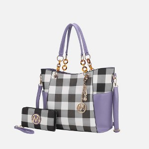 MKF Collection Bonita Checker Tote & Wallet Set Stylish Vegan Leather Bag by Mia K - 1 of 4