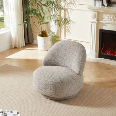 TOAOTBNBO Round Lounge Accent Armless Chair for Sleeping, Oversized Round Bedroom Chair with Recliner Backrest Single Sofa Armless Chair