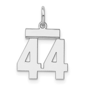 Black Bow Jewelry Sterling Silver, Athletic Collection, Small Polished Number 44 Pendant - 1 of 4