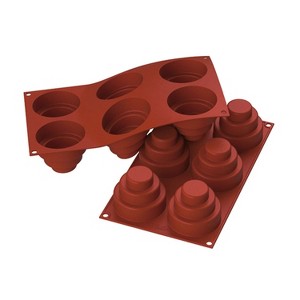 Silikomart Silicone Bake Mold Tiered Cake 6.0 Oz, 2.95" x 2.36" High, 6 Cavities - 1 of 3