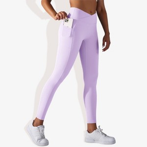 Anna-Kaci Active Women's Overlap V-Waist High-Waisted with Pockets Seamless Yoga Workout Compression Tights - 1 of 4