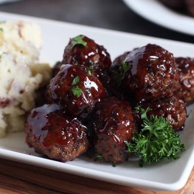 Let's Dish! Frozen Bourbon Glazed Wild Rice Meatballs - 32oz