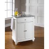 HomeStock  Cambridge Granite Top Small Portable Rolling Kitchen Island Storage Cart, Microwave Stand, White - 4 of 4