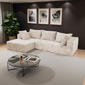 L-Shaped Corduroy Cloud Modular Sectional Sofa with Chaise - 1 of 4