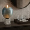 Glass Bowl Candle Holder with Marble Base - Decorative Pillar Candlestick Holder for Coffee Table Centerpieces or Bedroom Decor - Blue - 2 of 4