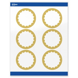 Avery Printable Round Labels, Gold Edge Dots, 3" Diameter, Glossy White Round Labels, Permanent, Laser/Inkjet, 60ct, Great for Product Labels - 1 of 4