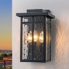 C Cattleya 13.5" 3-Light Matte Black Outdoor Hardwired Wall Lantern Sconces with Water Ripple Glass - 2 of 4