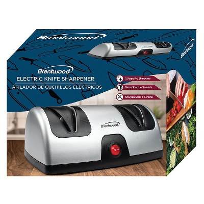 Brentwood Silver and Black 2-Stage Electric Knife Sharpener