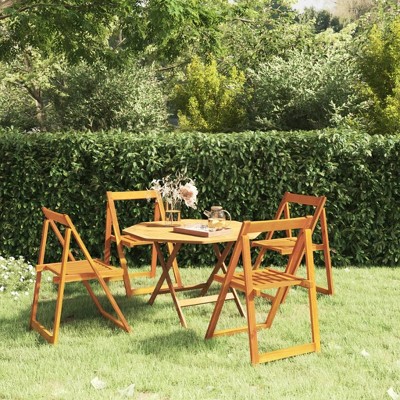 vidaXL Folding Patio Chairs - 4 Piece Set, Solid Acacia Wood, Durable and Sturdy with Natural Oil Finish, Perfect for Garden, Terrace or Patio