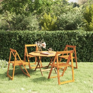 vidaXL Folding Patio Chairs - 4 Piece Set, Solid Acacia Wood, Durable and Sturdy with Natural Oil Finish, Perfect for Garden, Terrace or Patio - 1 of 4