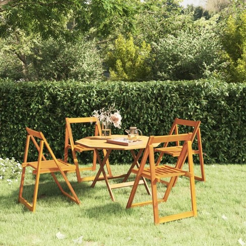 Vidaxl Folding Patio Chairs 4 Piece Set Solid Acacia Wood Durable And Sturdy With Natural Oil Finish Perfect For Garden Terrace Or Patio Target
