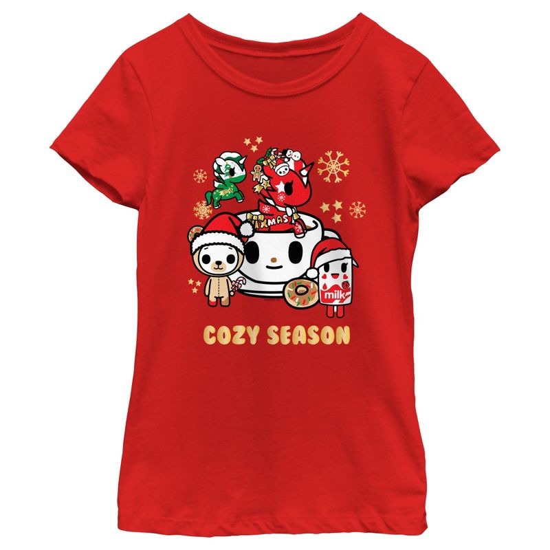 Girl's Tokidoki Christmas Cozy Season T-Shirt, 1 of 6