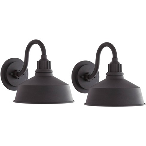 Franklin Iron Works Arnett Rustic Industrial Outdoor Wall Light Fixtures Set of 2 Black Metal 10" Downlight Shade for Post Exterior Barn - image 1 of 4