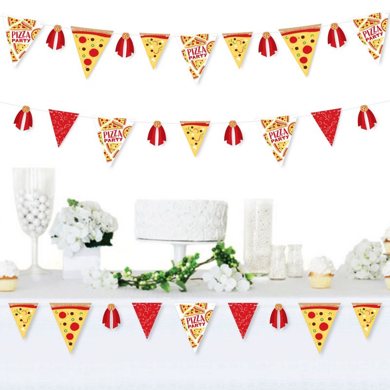 Big Dot of Happiness Pizza Party Time - DIY Baby Shower or Birthday Party Pennant Garland Decoration - Triangle Banner - 30 Pieces, 2 of 9
