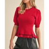 Women's Ribbed Knit Hand Sewn Ruffle Trim Sweater - &merci L - 2 of 3