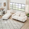 VYNXARIA The 84.6-inch beige teddy fleece creative sofa can be assembled into a two-seater sofa plus a single couch with three waist pillows - 2 of 4