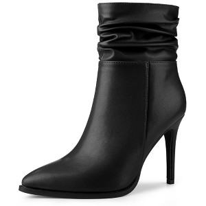Allegra K Women's Slouching Pointed Toe Stiletto Heels Ankle Boot - 1 of 4