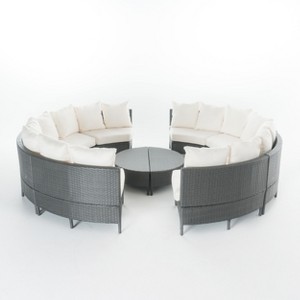 GDFStudio Harper Outdoor Wicker 8 Seater Sectional Sofa Set - 1 of 4