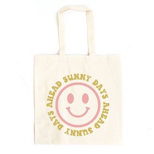 City Creek Prints Sunny Days Ahead Smiley Face Canvas Tote Bag - 15x16 - Natural - 1 of 2