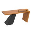 Vynxaria 63" Teak Computer Desk with Monitor Stand Rustic Industrial Style Executive Writing Table for Home Office - 4 of 4
