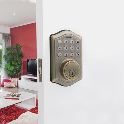 Honeywell Antique Brass Electronic Deadbolt Door Lock with Keypad