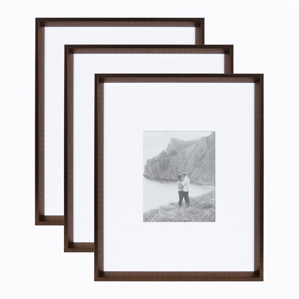 Kate & Laurel All Things Decor (Set of 3) 16"x20" Matted to 8"x10" Calter Modern Wall Picture Frames Bronze