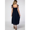 PinkBlush Navy Blue Smocked Tie Strap Maternity Midi Dress - 3 of 4