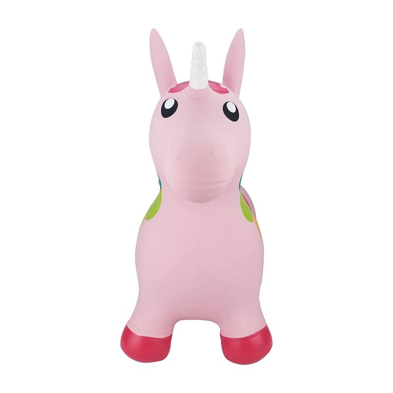 BounceZiez Inflatable Bouncy Ride On Hopper with Pump - Pink Unicorn, 4 of 5