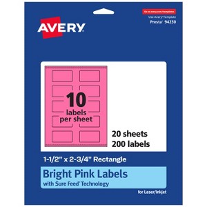 Avery Bright Pink Paper Labels, 1.5" x 2.75" Rectangle - 1 of 4