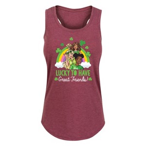 Women's - Barbie - Lucky To Have Great Friends Graphic Racerback Tank - 1 of 4
