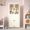 LIVAREEmlen Portable Wardrobe Closet Storage Organizer for Clothes,Clothes Dresser,Magnetic Doors with 4 Cubes&Hanging Rod,10 Pcs Hangers,White - 2 of 4