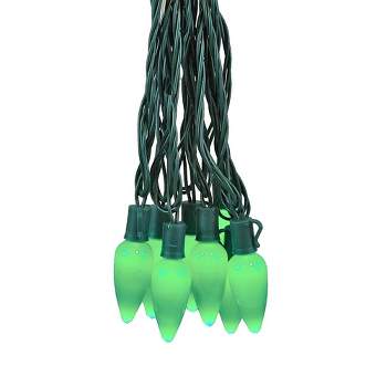 Novelty Lights LED C9 Ceramic Outdoor Lighting, Green Wire (25 Bulbs, 120 V)