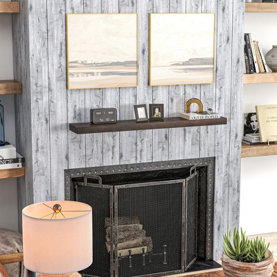 48 Inch Walnut Brown Solid Fir Wood Floating Fireplace Mantel Shelf