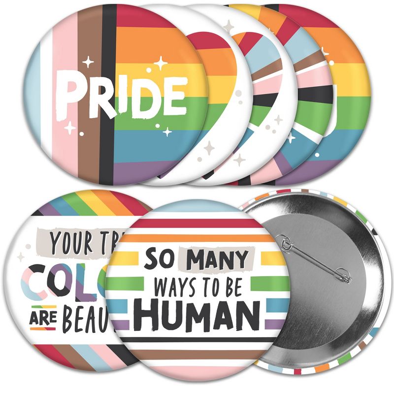 Big Dot of Happiness So Many Ways to Be Human - 3 inch Pride Party Badge - Pinback Buttons - Set of 8, 1 of 9